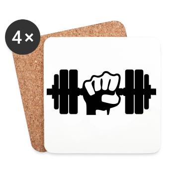 Weight Dumbbell - Coasters (set of 4) - white - Front
