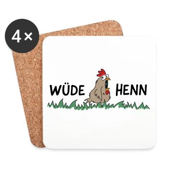 Wüde Henn Hendl Huhn - Untersetzer (4er-Set) - Weiß - Vorne
