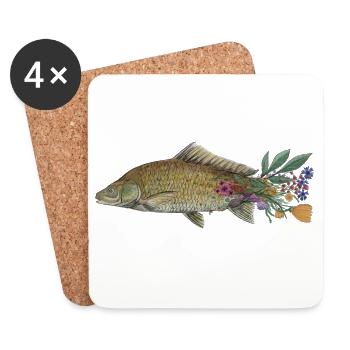 The carp - Coasters (set of 4) - white - Front