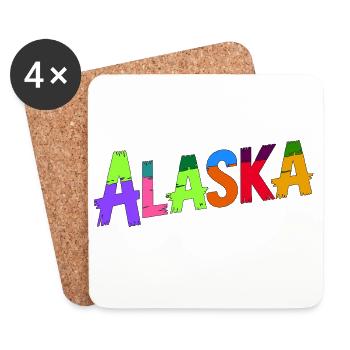 Vibrant Alaska Artistic Typography Design - Coasters (set of 4) - white - Front