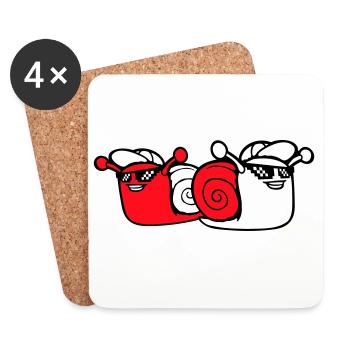 2 Snail Sunglasses Team Friends Cool Crew - Coasters (set of 4) - white - Front