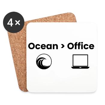 Ocean > Office – Abenteuer Shirt - Untersetzer (4er-Set) - Weiß - Vorne