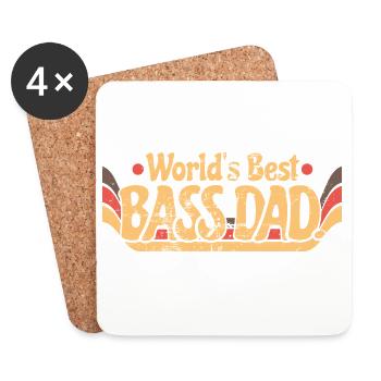 World's Best Bass Dad Retro - Dessous de verre (lot de 4) - blanc - Devant