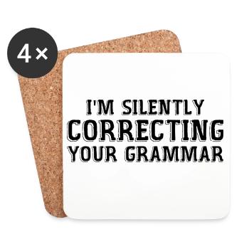 i'm silently correcting your grammar - Coasters (set of 4) - white - Front