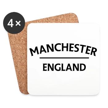 Manchester – England Lyric Design - Untersetzer (4er-Set) - Weiß - Vorne
