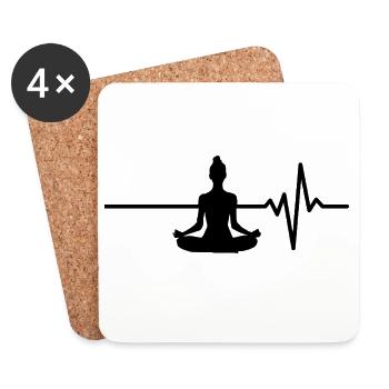 Yoga ist mein Herzschlag Atme, lebe, entspann dich - Coasters (set of 4) - white - Front