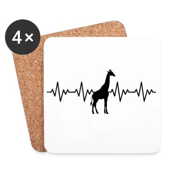 Giraffe ECG Heartbeat - Dessous de verre (lot de 4) - blanc - Devant