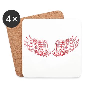 Digital Wings – Modern Line Art in Rot - Untersetzer (4er-Set) - Weiß - Vorne