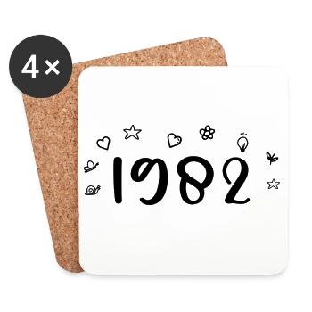 Jubiläum 1982 1982 Rückblick 1982 - Untersetzer (4er-Set) - Weiß - Vorne