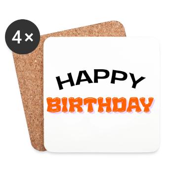 Happy Birthday - Coasters (set of 4) - white - Front