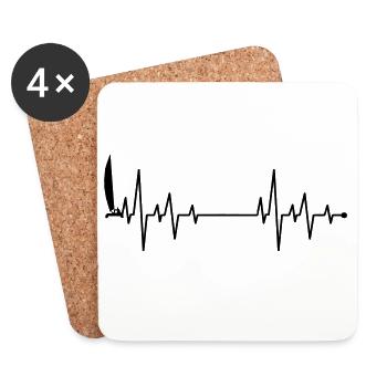 Sailboat heartbeat - Coasters (set of 4) - white - Front
