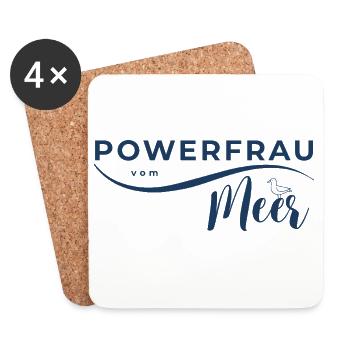Powerfrau_vom_Meer_blau - Untersetzer (4er-Set) - Weiß - Vorne