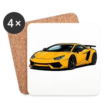 Yellow Supercar Speedster - Coasters (set of 4) - white - Front