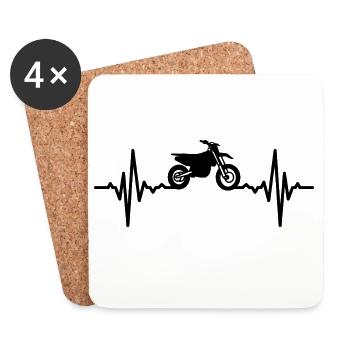 Heartbeat Motocross Motorcycle - Coasters (set of 4) - white - Front
