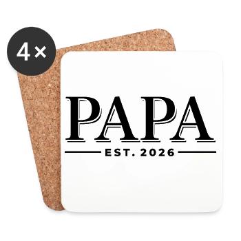 Papa Fondé en 2026 | Père | Cadeau de la fête des pères - Dessous de verre (lot de 4) - blanc - Devant