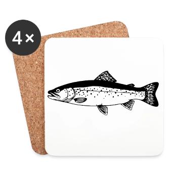 Forellen Angler Geschenk Idee Fliegenfischen - Untersetzer (4er-Set) - Weiß - Vorne