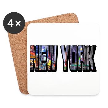 New York City USA America America Skyline Font - Coasters (set of 4) - white - Front