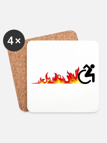 Schneller Rollstuhlfahrer. Schneller Rollstuhlfahrer * - Untersetzer (4er-Set) - Weiß