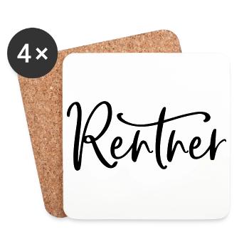 Rentner Ruhestand Rente (Farbe änderbar) - Untersetzer (4er-Set) - Weiß - Vorne
