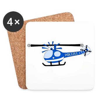 Helicopter Police Children - Coasters (set of 4) - white - Front