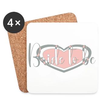 Bride to be with pink grey - Coasters (set of 4) - white - Front