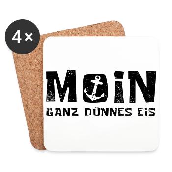 Moin - ganz dünnes Eis - Morgenmuffel - Untersetzer (4er-Set) - Weiß - Vorne