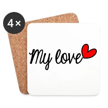 HEART. HEARTS. VALENTINE'S DAY. LOVE. LOVE. COUPLE. - Coasters (set of 4) - white - Front