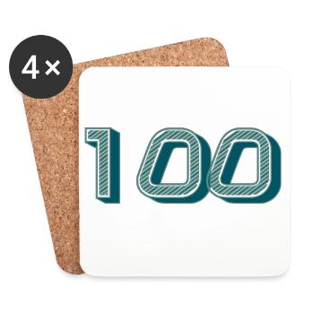 100. 100 YEARS. 100th ANNIVERSARY. BIRTHDAY 100 - Coasters (set of 4) - white - Front