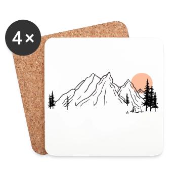 Sunrise Mountain Range Illustration - Coasters (set of 4) - white - Front