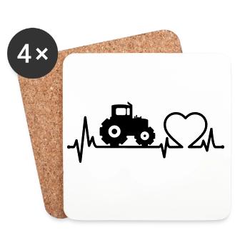 Tracteur Heartbeat Farmer - Dessous de verre (lot de 4) - blanc - Devant