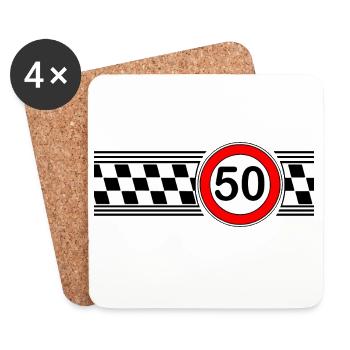Race Check Motif Shirt Années 50 - Dessous de verre (lot de 4) - blanc - Devant