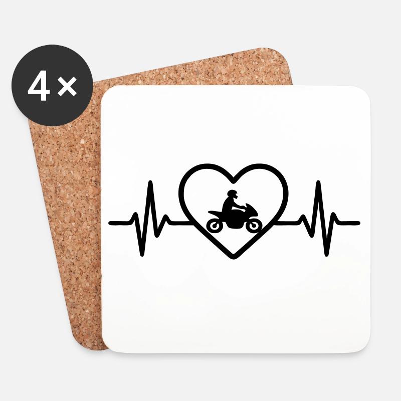 Motorcycle Heart Biker - Coasters (set of 4) - white