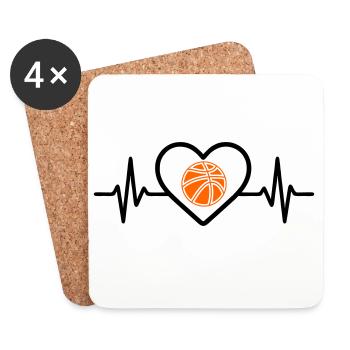 Basketball Heart Sports - Coasters (set of 4) - white - Front