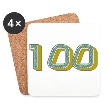 100. 100 YEARS. 100th ANNIVERSARY. BIRTHDAY 100 - Coasters (set of 4) - white - Front