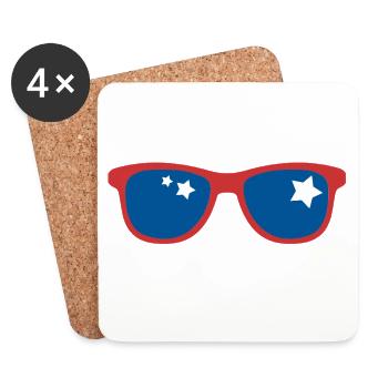 Pop Art Sonnenbrille - Untersetzer (4er-Set) - Weiß - Vorne