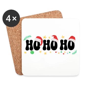 Ho Ho Ho Santa Hats Christmas - Coasters (set of 4) - white - Front
