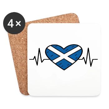 Scotland Flag Heartbeat Line Scottish Pride Art - Coasters (set of 4) - white - Front