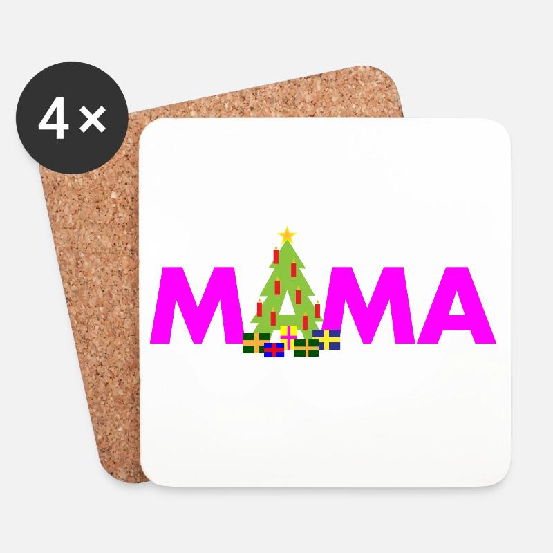 Mama Weihnachtsbaum - Untersetzer (4er-Set) - Weiß