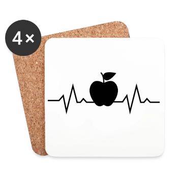 Apple teacher heartbeat - Coasters (set of 4) - white - Front