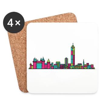 Moderne Linienkunst der Stadtsilhouette von Nantes City - Untersetzer (4er-Set) - Weiß - Vorne