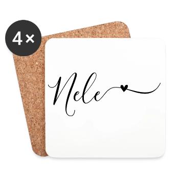 Nele Name First Name Decorative - Coasters (set of 4) - white - Front