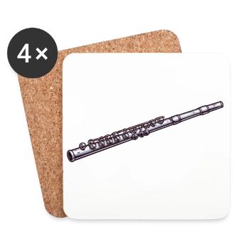 Line Flute Illustration - Coasters (set of 4) - white - Front