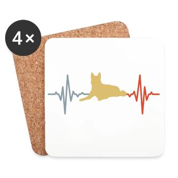 Dog Heart Line Vintage Look - Coasters (set of 4) - white - Front