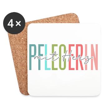 Caregiver with heart design - Coasters (set of 4) - white - Front