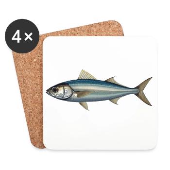 Azure Silver Fish Illustration - Untersetzer (4er-Set) - Weiß - Vorne