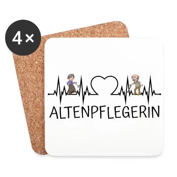Altenpflegerin Herzschlag Herz EKG Senioren - Untersetzer (4er-Set) - Weiß - Vorne