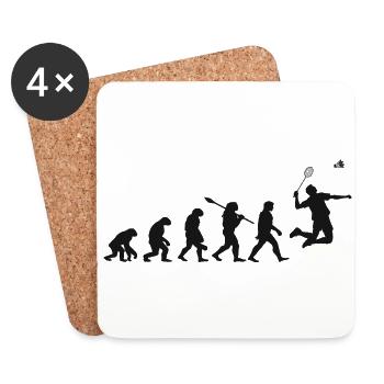 Evolution Badminton Geschenk für Badmintonspieler - Untersetzer (4er-Set) - Weiß - Vorne