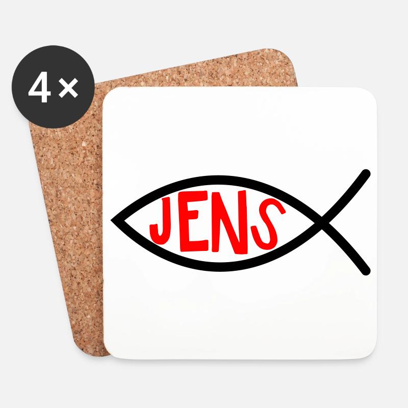 Jens Ichthys4m3 Namen Vornamen christliche - Untersetzer (4er-Set) - Weiß