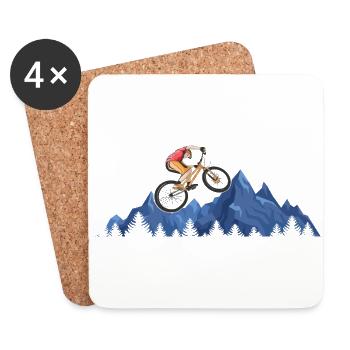 Cute mountain illustration mountain biker lovers - Coasters (set of 4) - white - Front