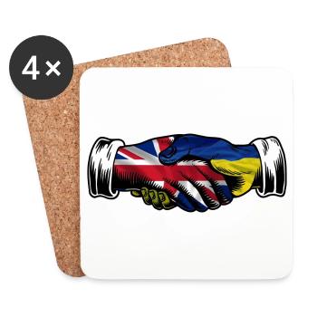 I Stand With Ukraine UK British Flag - Coasters (set of 4) - white - Front